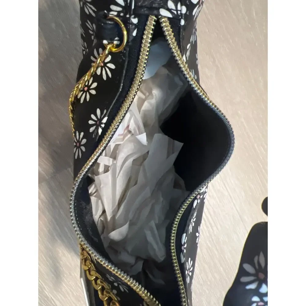 NWT Jessica Simpson Girls Floral Crescent Shoulder Bag Black